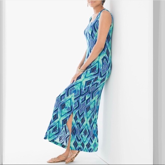 Chico's Dresses & Skirts - Travelers by Chico’s Printed Tank Maxi Dress Blue